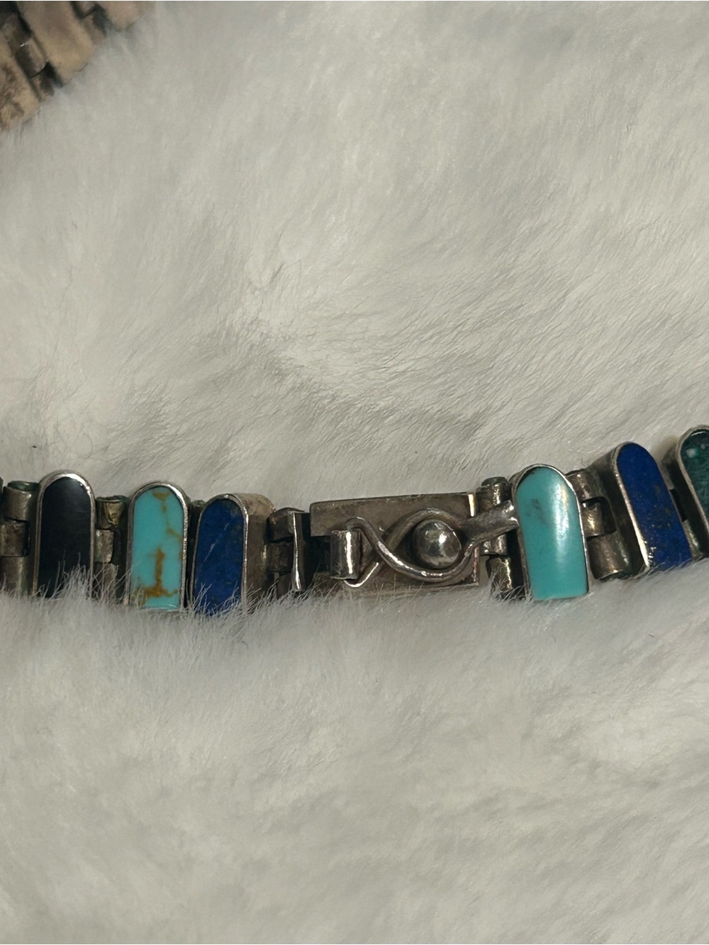 STERLING SILVER AND GEMSTONE INLAY NECKLACE - Picture 5 of 5